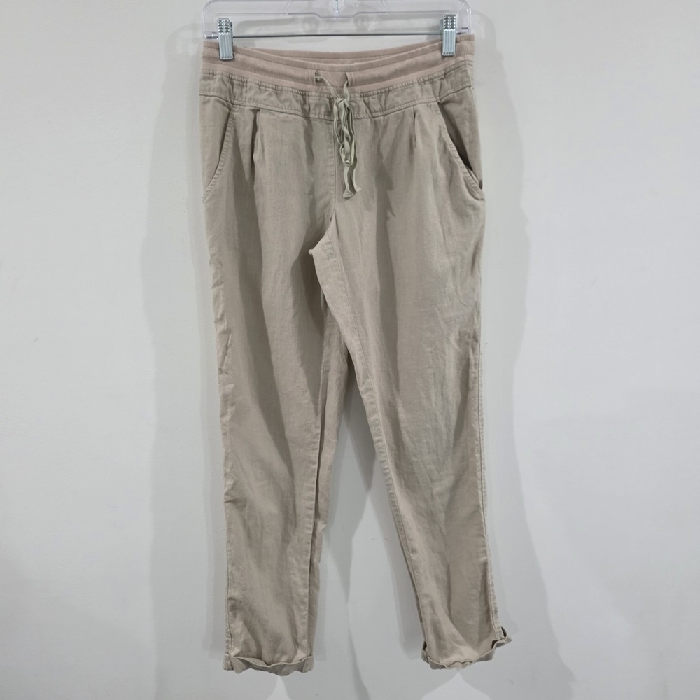 Victorias Secret Womens Flax Linen Pants‎ Size 6 Beige Minimalist Beach Vacation